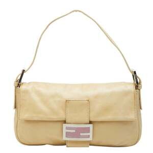 FENDI Mamma Bucket Handbag 26424 Beige Leather Women's